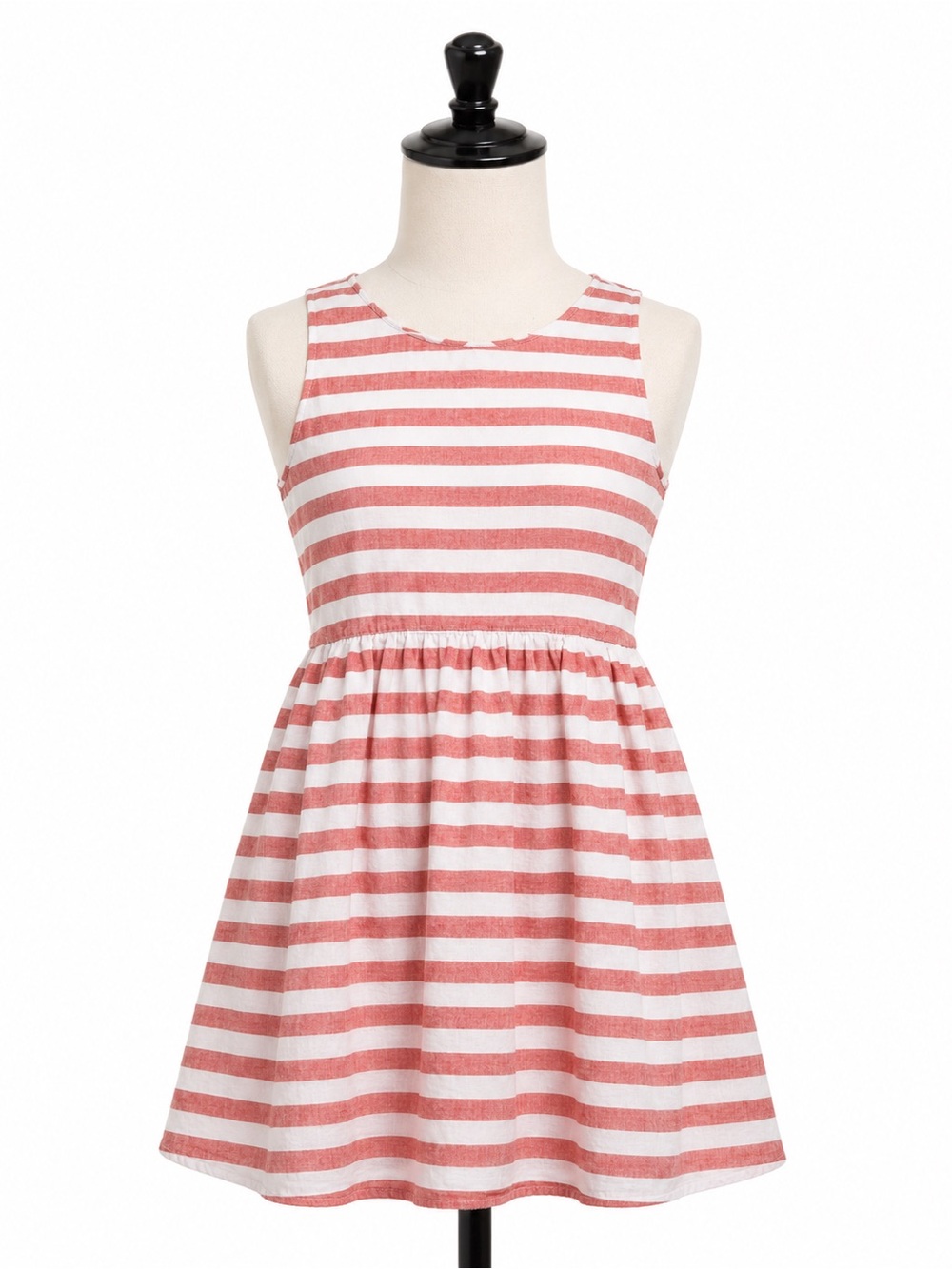 beachlunchlounge Coral and White Striped Sleeveless Dress
